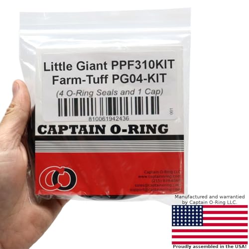 Captain O-Ring - Replacement O-Ring Kit for Little Giant PPF & Farm-Tuff Poultry Fountains (4 o-Rings, 1 Cap) - PPF310KIT PG04-KIT 466164