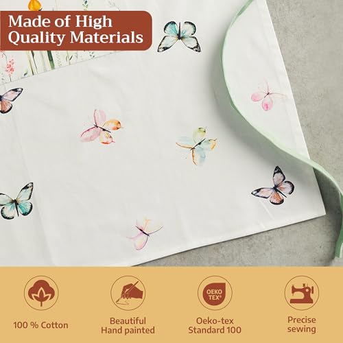 Maison d' Hermine Aprons for women with Pocket 100% Cotton (27.50"x31.50") | Adjustable Neck Strap & long ties Apron Men Chef Wedding Cooking Gardening Server Maid - color: 041 - Botanical Fresh