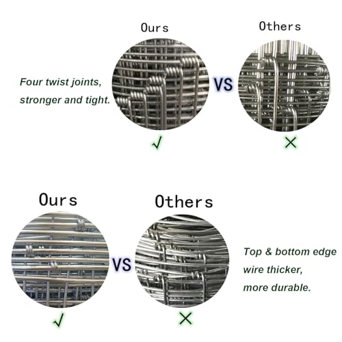 Farm Fence, 4ft x 164ft Galvanized Wire Fencing, Goat, Sheep & Deer, Durable Chain Link Fence, Heavy Zinc Coating Wire Used to Hog Goat Fencing for Yard Garden and Field - size: 48inX164ft