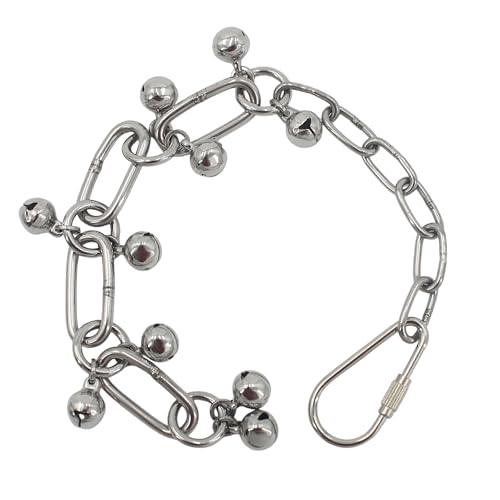 Fosrion Stainless Steel Parrot Chew Toy with Bell, 10.6" Durable Metal Bird Toy for Macaws, Cockatiels, Budgies - Cage Hanging Chew Chain (Ladder Chain with Double Bells) - color: Ladder Chain with Double Bells