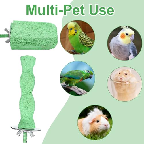 6PCS Bird Beak Grinding Stone Perch – Anti-Slip Resin Perch Stand for Beak & Claw Trimming, Chewing Toy for Parakeets, Budgies, Cockatiels, Conures