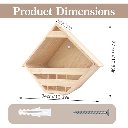 Mourning Dove Nesting Box Cedar Wooden Birdhouses Shelter | Triangular Opening Pigeon Roosting Platform for Outdoors Garden Yard Decor