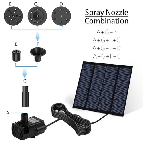 Yeomi Solar Pump for Fountain, 1.8W Outdoor Solar Water Pump with Separate Solar Panel & 9.84Ft Cable, Built-in Filter, Solar Water Fountain for Garden Patio Pond Decoration - color: 1.8w Solar Fountain Pump Kit