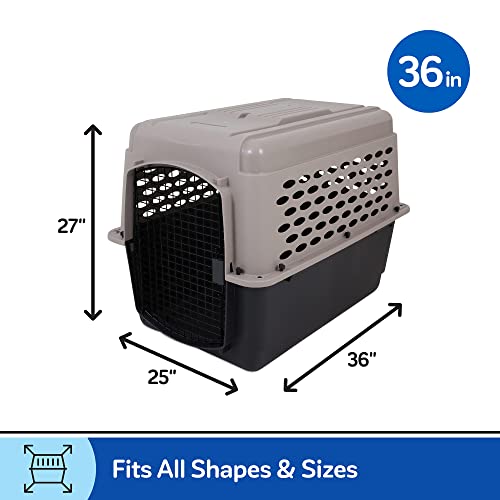 Petmate Vari Dog Kennel - Portable Dog Carriers & Crates for Large Dogs, Airline-Friendly, Durable Plastic, Pet Carrier For Home and Travel, 36 Inches, Taupe and Black - size: 36.0"L x 25.0"W x 27.0"H