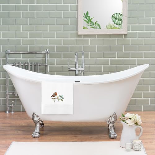 JarThenaAMCS 2Pcs Bird Hand Towels Branch Leaves Bird Embroidered Cotton Bathroom Towels Dish Towel with Ribbons for Drying Cleaning Cooking Gift, 29.5 x 13.7 Inch