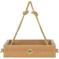 Birds Choice Modern Farmhouse Small Platform Bird Feeder | Natural Teak | Includes Nylon Hanging Rope, 2lb Seed Capacity, Made in USA, Rustic Recycled Materials - color: Natural Teak