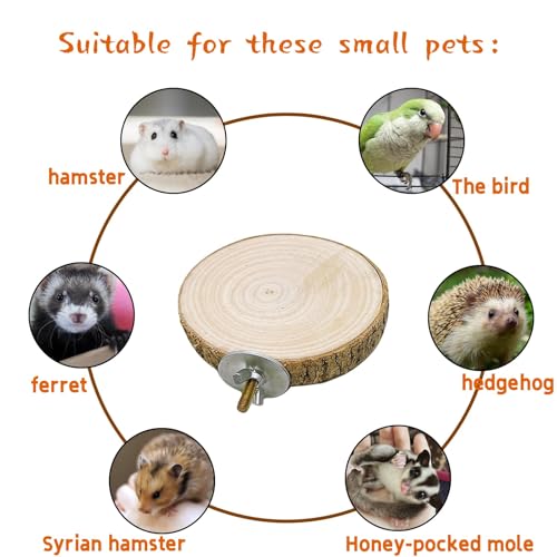 Hamiledyi 3PCS Perch Platform for Bird Cage Natural Round Wooden Stand Platform Bird Toy for Parakeet Cockatiel Parrot Budgie Sparrow Hamster Canary Bears - size: 3.9in