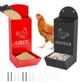 2 Pack Gravity Chicken Grit Feeders with Lids, Metal Oyster Shell Feeder | Hanging Gravity Chicken Poultry Feeder Troughs, Metal Coop Accessories Supplies, Grit, Oyster Shell, Feed