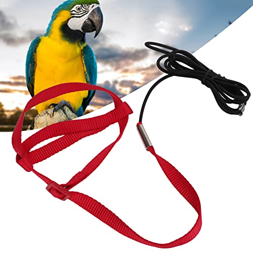 Elastic Parrot Harness Leash Bird Leash Bite Proof Harness Adjustable Parrot Flying Training Rope with Metal Hook Nylon Webbing for Cockatiels Walking (S) - size: S