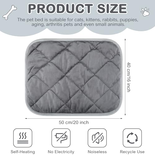 4 Pack Self Heating Cat Pad Self Warming Dog Mat Reflects Body Heat Extra Warm Thermal Pet Pad Washable Dog Cat Bed Crate Bed Mat Blanket(Gray,16 x 20 Inch) - color: Gray, size: 16 x 20 Inch