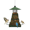 Metal Hanging Bird Feeder with 360° Mesh and 4 Perches | 4lb Seed Capacity, Easy Refill Roof, Weather Resistant, Small Bird Friendly, Ventilated Design, Durable Metal Build - color: Green