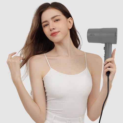 AINA Diffuser Hair Dryer Full-Featured Blow Dryer 110V/1600W(Ash Grey) | 3 Heat/2 Speed;Cold shut button;Lightweight;Compact Size;High Temp;Low Airflow;Same Results;Less Expense - color: Ash Grey, size: 3 Piece