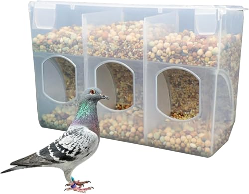 Automatic Pigeon Bird Feeder Water, Plastic Feeder Water Dispenser Drinkers for Cage, No Mess Hanging Parrot Food Feeding, Cage Accessories for Parakeet Quail Bird Chicken (3 Hole-Hook) - size: 3 Hole - Hook
