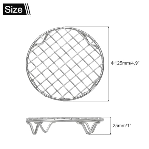 uxcell Round Cooking Rack 4.9 Inch Dia Stainless Steel Wire Cooling Steamer Rack for Baking Canning Cooking Roasting Cooling Grilling Drying, Silver - size: 4.9 Inch