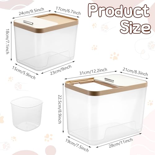 Lounsweer 4 Piece Pet Food Storage Container Dog Cat Treat Storage Container Large Airtight Rice Dispenser with Measuring Scoops for Dog Cat Bird Food Flour Kitchen Supplies(Clear,11 Lb, 22 lb) - size: 11 lb, 22 lb