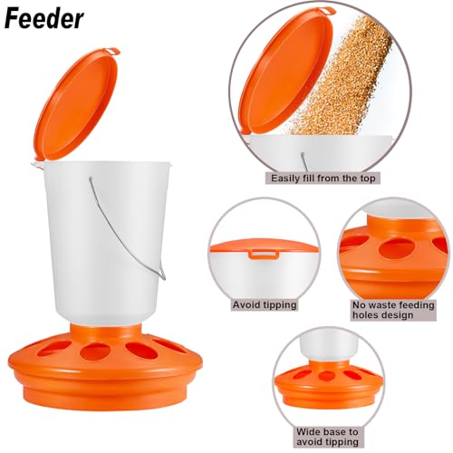 YANZI Chick Feeder and Waterer Kit, Baby Chick Starter Kit with Chick Perch for Small Poultry Ducks Quail