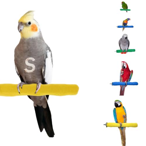 Sweet Feet and Beak Comfort Grip Safety Bird Perch, Small Pedicure Perch | Made from Bird-Safe Concrete Blend, Promotes Feet, Nails and Muscle Stimulation, 6.5" Perch, Available in 5 Sizes, Yellow - color: Yellow, size: Small 6.5"