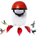 Hummingbird Feeder Hat, Wearable Hummingbird Feeder Helmet | Hummingbird Feeder Mask with 3 Upward Flower Ports for Close Viewing, Helps Reduce Drips, Fog-Resistant Visor, Adjustable Fit - color: Red-1P