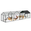 Metal Chicken Coop with Waterproof and Anti-UV Cover, 160" x40" x40" Chicken Run with 4 Doors, Outdoor Chicken Coop for Yard, Walk in Poultry Cage for Rabbit Duck Goose, Black