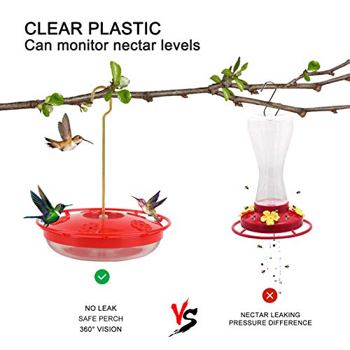 Hummingbird Feeders for Outdoors - No Leak Humming Bird Feeder, Easy to Clean & Fill, High View Perch, 5 Feeder Ports, Perfect for Hanging on the Tree,Yard. Hanger, Brush Incl, 14 Oz - size: 1 pack(5 Feeder Ports)