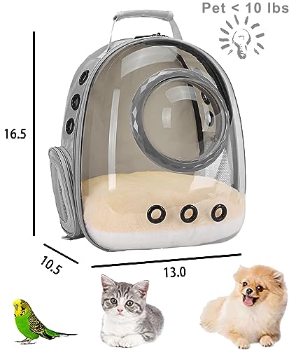 Bubble Cat Carrier Backpack, Transparent Pet Carrier Backpack for Small Puppy and Bunny, Space Capsule Bubble Cat Backpack Carrier, Airline Approved - color: Grey