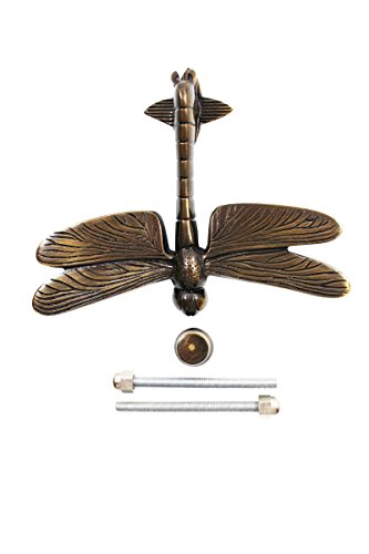 Renovators Supply Manufacturing Door Knockers for Front Door 4.8 in. Antique Brass Dragonfly Shaped Door Knocker with Mounting Hardware - color: Antique Brass Dragonfly