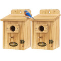 2-Pack Outdoor Birdhouse Made of Pine Wood, 1-1/2-inch Entry Hole, Suitable for Bluebirds, Chickadees, Goldfinches, Warblers, and Titmice—Assembly Required - color: Natural wood color