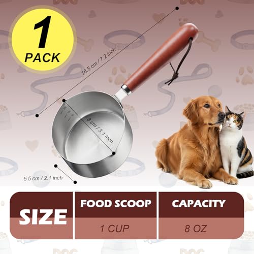 1 Cup Dog Food Scoop Dog Food Measuring Cups,1 Cup Measuring Cup Pet Food Scoop with Wooden Handle for Dog Cat Foods - size: 1 cup
