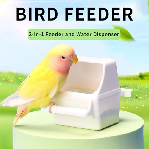2 Pack Bird Feeding and Clear Water Bowl,Bird Cage Feeder with Bracket,Anti Spill and Leak Proof Bird Food Box