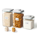 Food Storage Container Sets, 2.8 Qt + 4.2 Qt *2 Airtight Canisters with Lids and 130ml Scoop, BPA-Free Plastic Pantry Containers for Flour, Sugar, Rice - color: 4L*2+2.65L