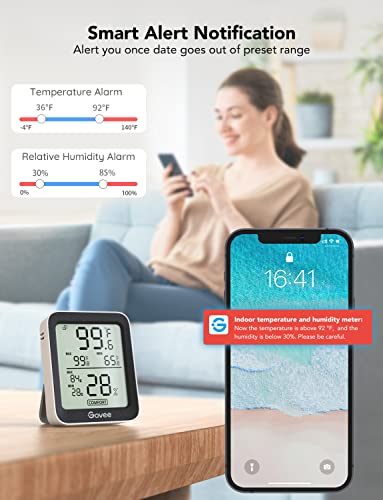 Govee Indoor Hygrometer Thermometer 3Pack H5075 with Bluetooth App Control | Room Temperature Humidity Meter, 164t Remote Monitor, Smart Alerts, 2 Years Data Storage Export, for Bedroom Wine Cellar - color: Black, size: 3 Pack
