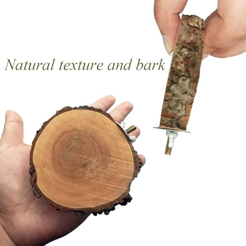 Hamiledyi Wood Bird Perch 4PCS Natural Wooden Stand Platform Parrot Cage Accessories for Budgie Conure Parrot Parakeet Cockatiel Lovebird - size: 3.5x2+5.9x2in