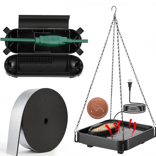 4 Pack Heated Bird Bath for Winter Outdoors, 75w Hanging Birdbath with Birdbath Copper Disk Pipe Insulation Tape Extension Cord Cover, Bird Feeder for Winter Outdoor Garden Yard Patio Lawn(2-in-1) - style: 2-in-1