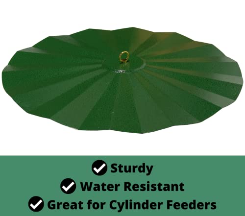 Metal Rain/Weather Guard - Perfect for Outdoor Bird Feeders, Seed Cylinders, Hummingbird Feeders, Cylinder Feeders and More Against Water, Sun, and Overhead Messes Rust Proof, - color: Green, size: 22.5 Inches