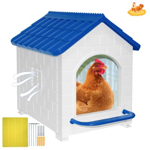 Waterproof Plastic Chicken Nesting Box & Compact Hen House for Coop | Comes with Washable Nesting Pad, Easy-Clean Spacious Nesting Box, Suitable for Hens, Ducks, Rabbits & Backyard Poultry - color: Blue