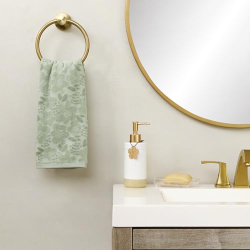 SKL Home Blossom Floral 100% Cotton Jacquard 2pc Hand Towel Set, Decorative for Bath/Kitchen/Bar & Gift, Sage - color: Blossom Floral, Sage