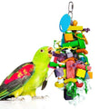 SunGrow Parrot Toy – Bird Foraging & Chew Toy with Wooden Blocks and Cotton Rope, Hanging Cage Accessory for Conures, Budgies, Parakeets & Other Small Birds