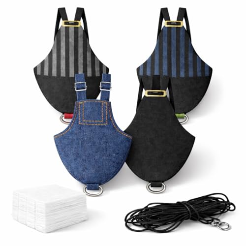 4PCS Bird Diaper Harness Kit with Disposable Pads and Flight Training Leash, Reusable Bird Diaper for Parrots Cockatiels Conures and Parakeets, Adjustable Bird Harness for Indoor Use(L) - color: L