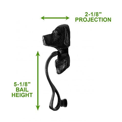 Renovators Supply Manufacturing Door Knockers for Front Door 7-5/8 in. Cast Iron Dog Shaped Door Knocker with Mounting Hardware - color: Black Dog Head