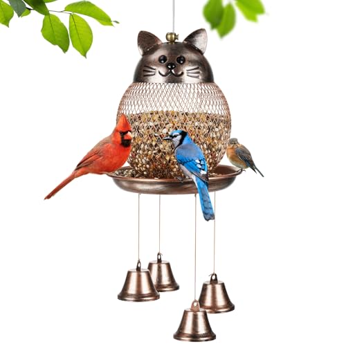 LBTING Wild Bird Feeder, Wind Chimes, Cute Cat-Shaped Style | Metal, Decoration, For Hanging Outdoor Garden Yard - style: Cat-Shaped Wind Chimes