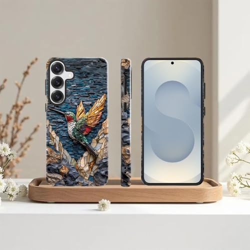 Compatible with Samsung Galaxy S25 Case,Glossy Case All-Round Protection Shockproof Anti-Scratches TPU Cover,Cases for Man Woman-Hummingbird Stained Glass - color: Hummingbird Stained Glass, size: Galaxy S25