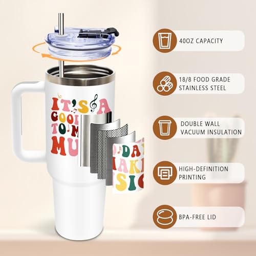 DUUV Music Tumbler 40oz, Insulated Inspirational Music Gifts for Women | Musics Lover Tumbler Leakproof, Musicial Student Gift for Musicians Singer Teacher, Birthday Gift for Guitar Players, 1 Pack - color: Creating Music