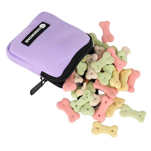 Dog Treat Pouch Pocket Sized Pet Puppy Training Pouch for Dog Training Behavior Aids, Waterproof Nylon Fabric Dog Poop Bag Holder, Hands Free Dog Walking Bag with Metal Carabiner (Violet) - color: Violet