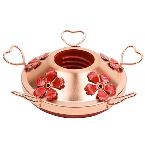 WOSIBO Hummingbird Feeder Replacement Bottom Base Replacement Part Includes Red Plastic Base Metal Top and Brushes (Copper) - color: Copper