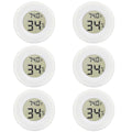 6-Pack Mini Round Hygrometer Thermometer Digital LCD Monitor Indoor Outdoor Humidity Meter Gauge Temperature for Humidifiers Greenhouse Reptile Fahrenheit Celsius White