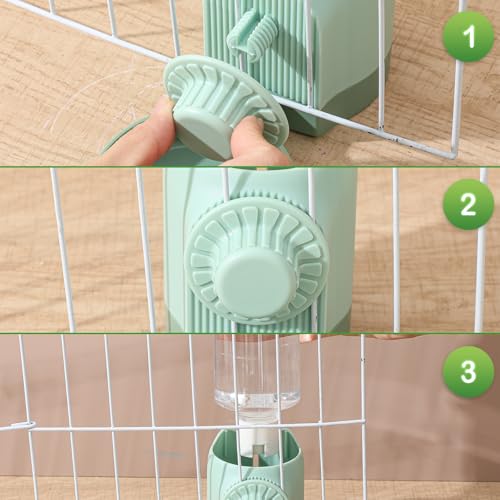 Jingmore 4 Pcs No Mess Small Bird Feeder Parakeet Water Dispenser Set Automatic Clear Parakeet Feeder Acrylic Watered Cage Accessories for Canary Budgie Lovebirds Finches(Green) - color: Green