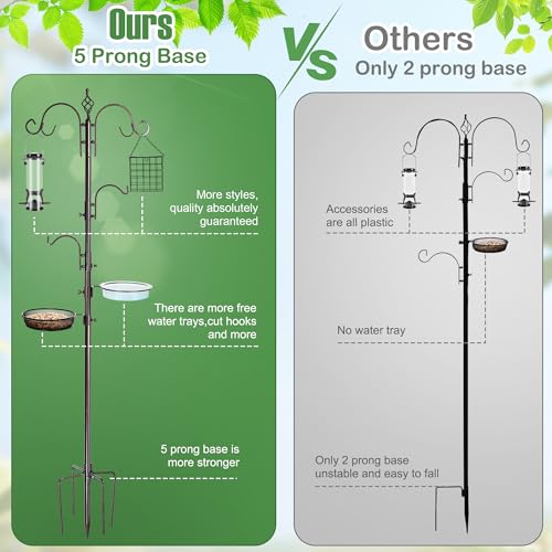 YINGYM Bird Feeding Station Kit, 87 Inch Bird Feeder Pole for Outside | Premium Feeder Hanging Kit with Double W-Hooks, Metal Suet, Bird Bath and Mesh Tray for Attracting Wild Birds - size: 87 Inches without Squirrel Baffle