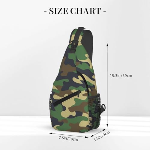 Green Brown Camo Sling Backpack Crossbody Shoulder Bag Chest Bag Travel Chest Pack Casual Daypack For Women Men Hiking Sports Working - color: Black9