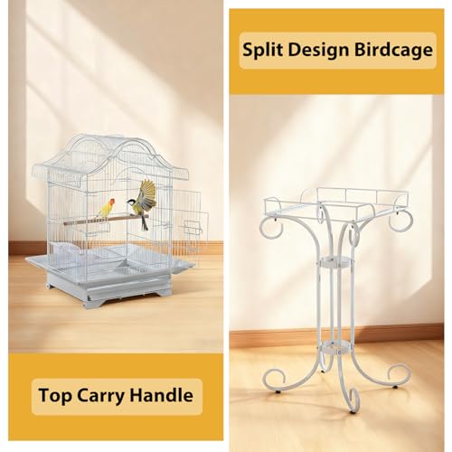 58 Inch Vintage Scrolled Bird Cage - Heavy Duty Wrought Iron (25Lbs) with Non-Toxic Coating - Elegant Victorian Style for Cockatiels, Parakeets, Finches & Lovebirds