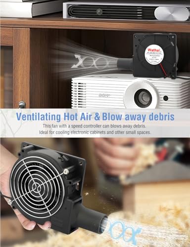 Wathai 120mm x 32mm Small Blower Fan 12V with AC 110V 120V Variable Speed | Dual Ball variable speed blower squirrel cage fan blower for waste oil burner BBQ Smoker DIY Cooling Projects - style: 12032 110V-240V